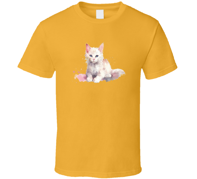Cool Cat Painted Tee Colorful Cat Lover Tshirt Feline Novelty T Shirt