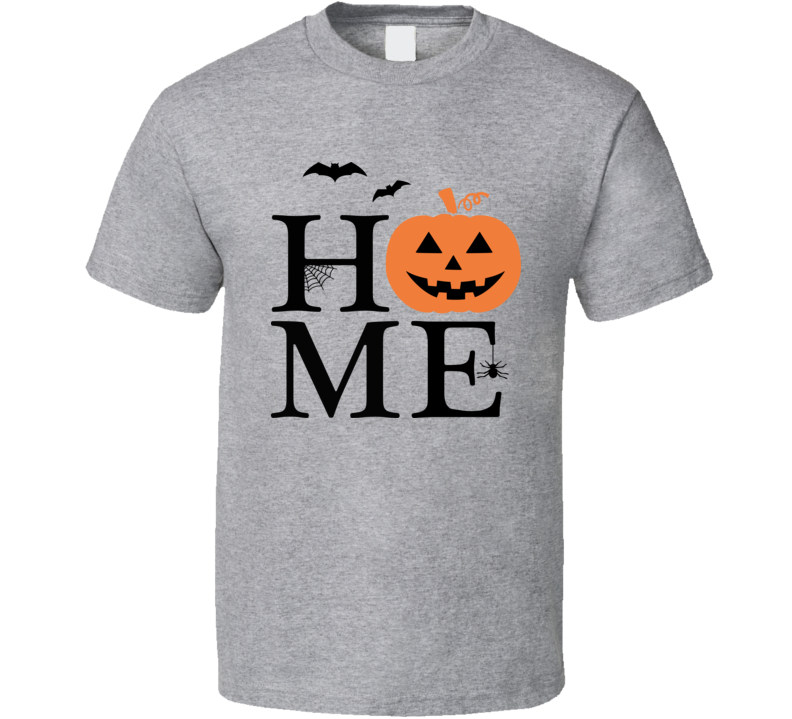 Pumpkin And Bats Home Halloween Tee Cool Fall T-shirt Holiday Novelty T Shirt