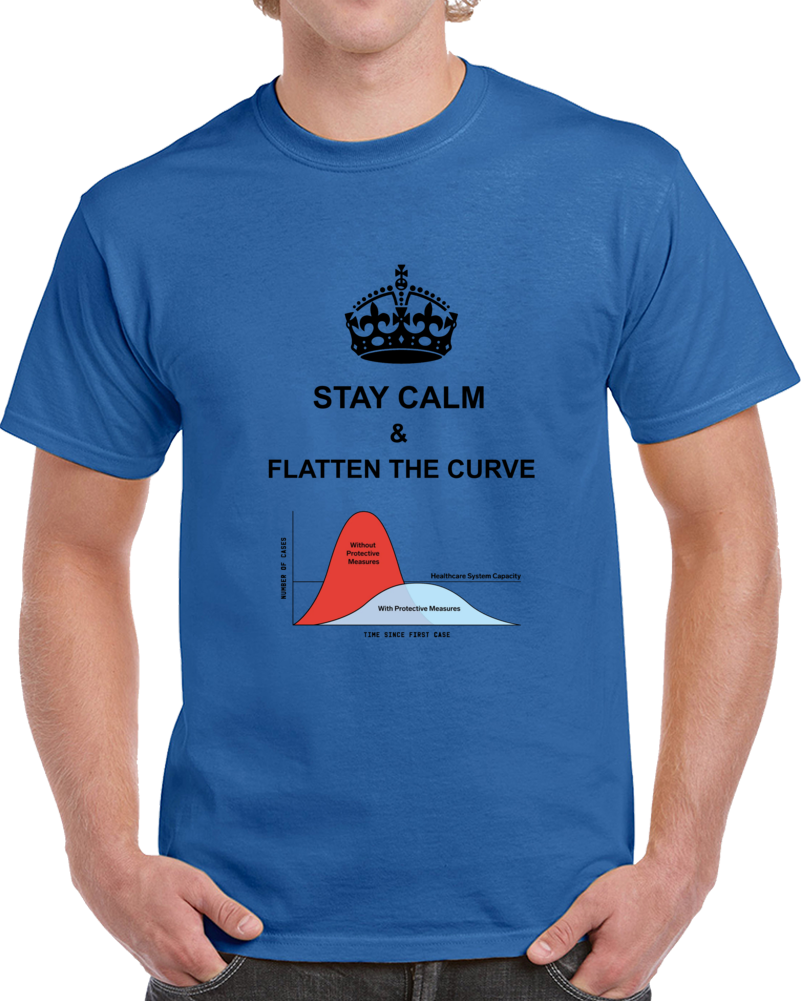 Stay Calm &amp; Flatten The Curve Tshirt Good Vibes Humanity Virus Reduction Tee Top T Shirt