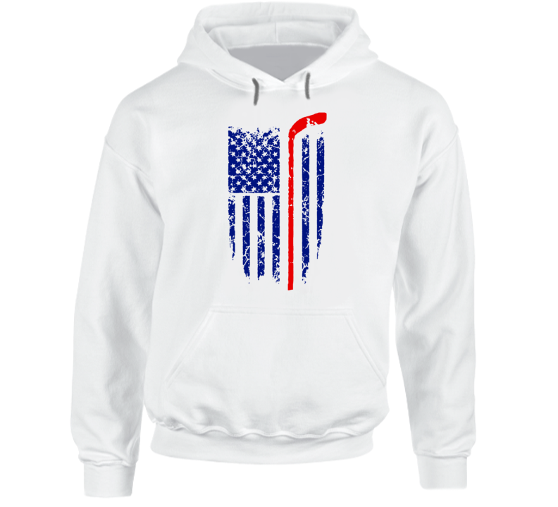 Patriotic Hockey Flag T-shirt - Cool Novelty Unisex Sports Tee Great Usa Hoodie