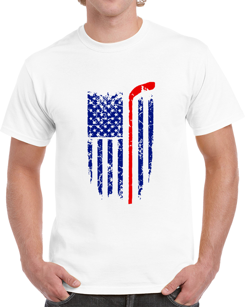 Patriotic Hockey Flag T-shirt - Cool Novelty Unisex Sports Tee Great Usa T Shirt