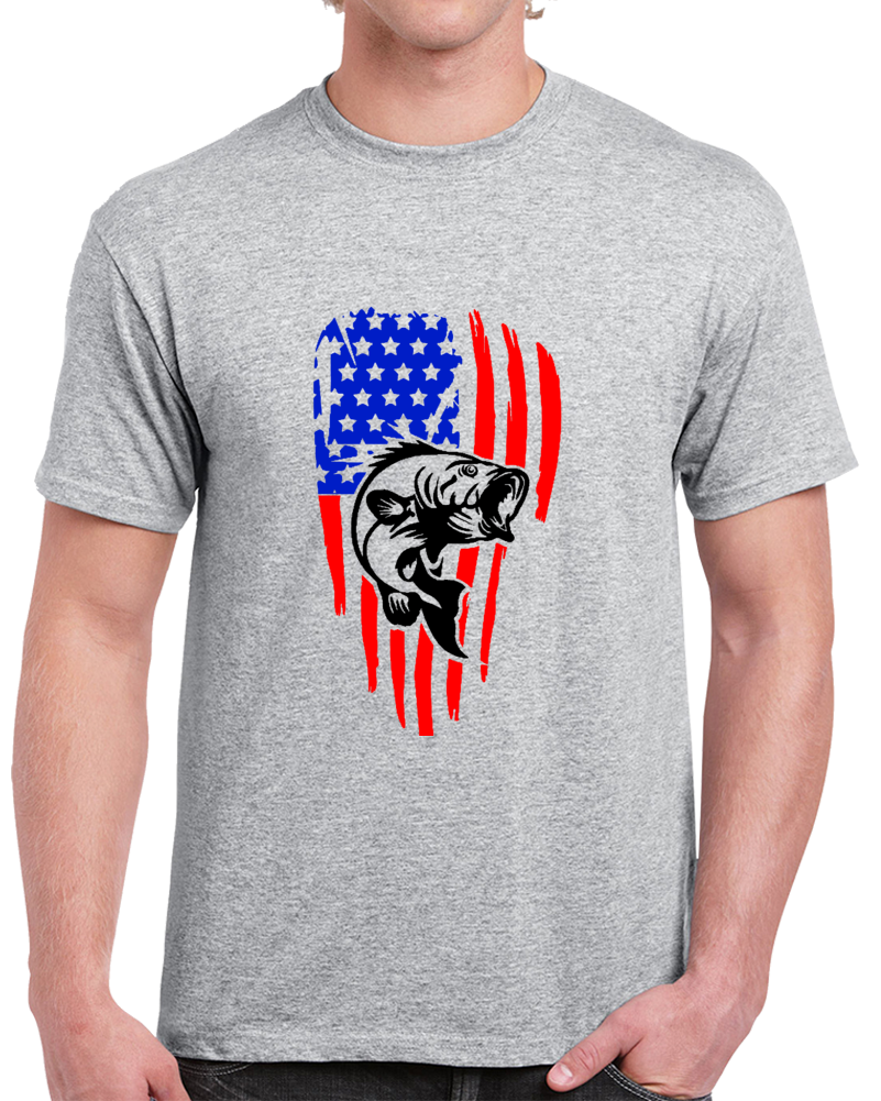 American Flag Fishing Shirt Vintage Fishing Tshirt Novelty Bass Angling T Shirt