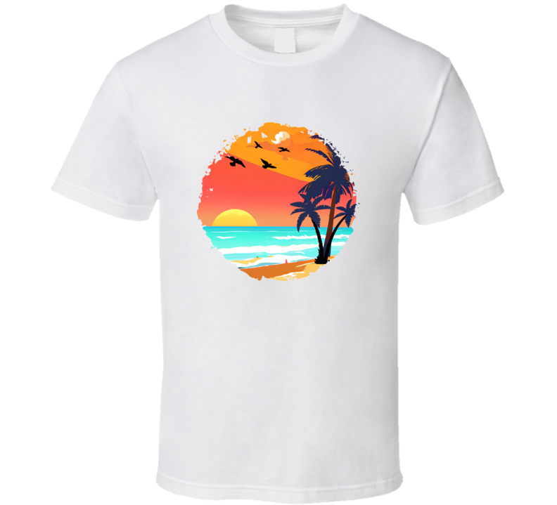 Beach Watercolor  Tee Novelty Ocean Sea Tshirt Summertime Lover T Shirt