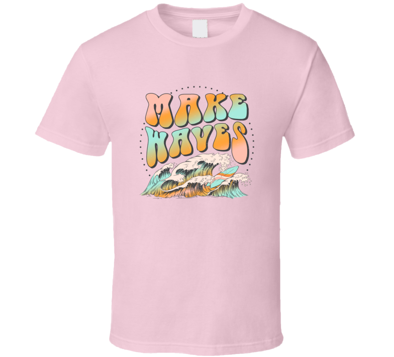 Make Waves Retro Gradient Tee Cool Summertime T-shirt Summer Season Novelty T Shirt