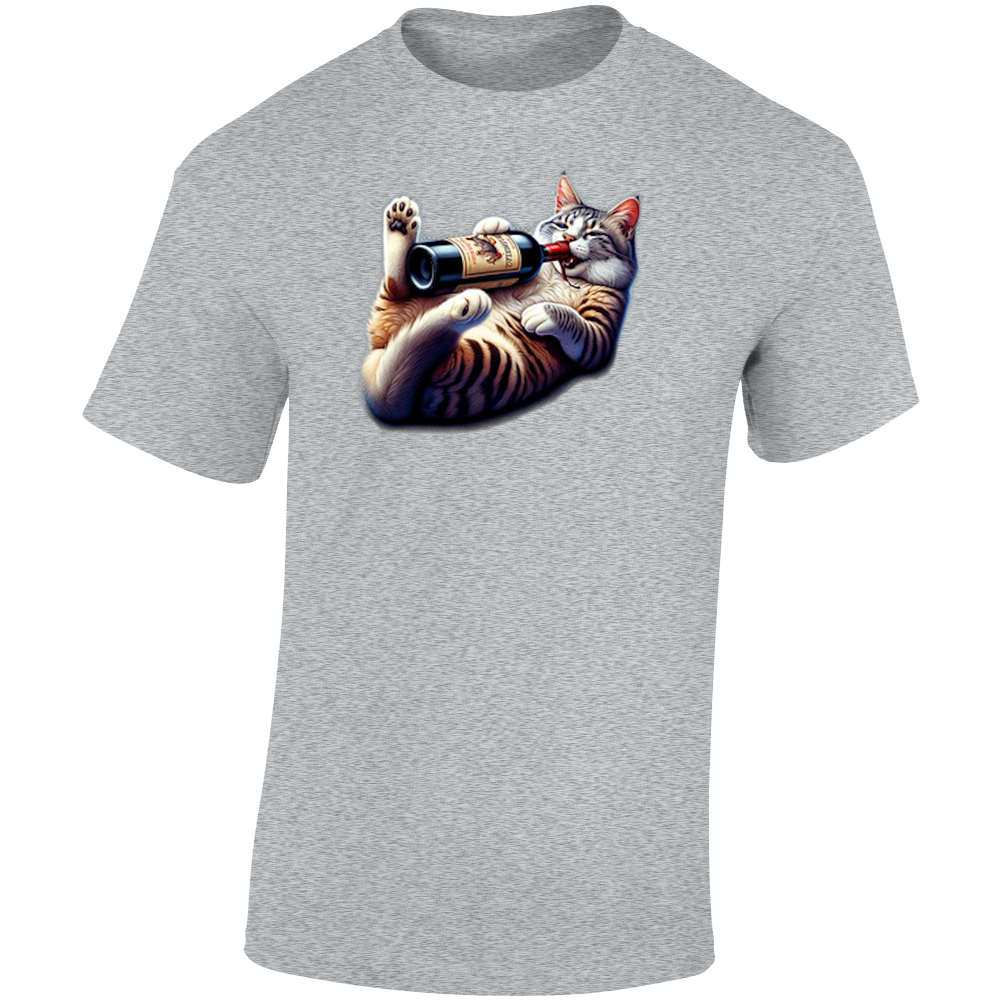 Cat Wine Enthusiast: Funny Unisex Cat Drinking Wine T Shirt