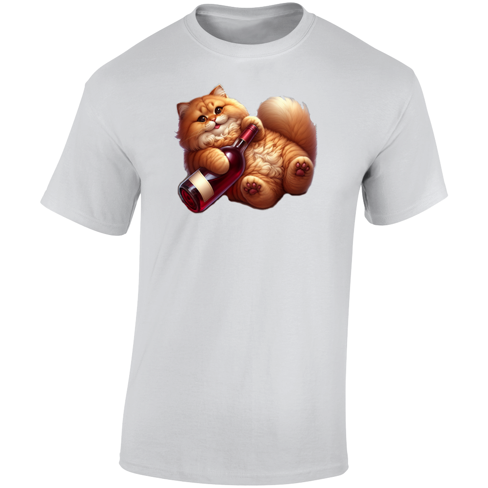 Meow &amp; Merlot: Funny Unisex Cat Drinking Wine T Shirt