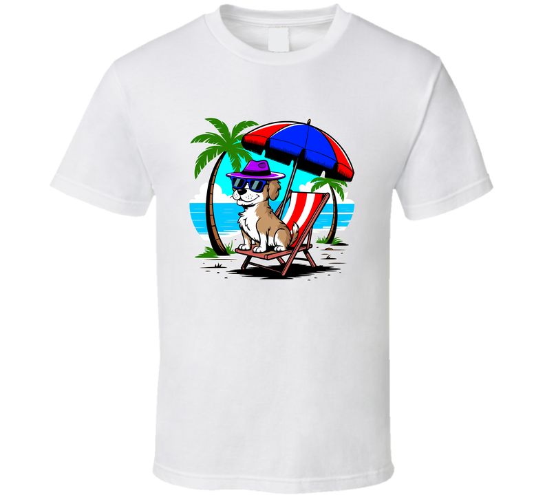 Dog On A Beach T-shirt – Cool &amp; Relaxed Tee For Beach-loving Dog Fans T Shirt