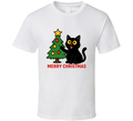 Funny Black Cat Merry Christmas Cartoon Tee Great Cat Owner Gift T Shirt