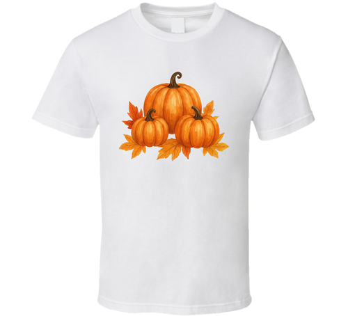 Autumn Pumpkins With Fall Leaves Tshirt Autumn Watercolor Tee T Shirt