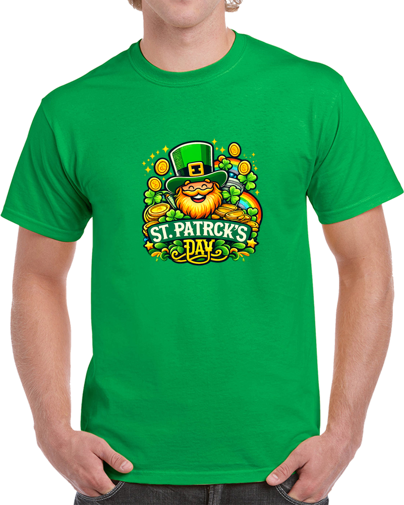 St. Patrick’s Day Leprechaun Shirt – Funny Irish Shamrock Gold Graphic Tee T Shirt