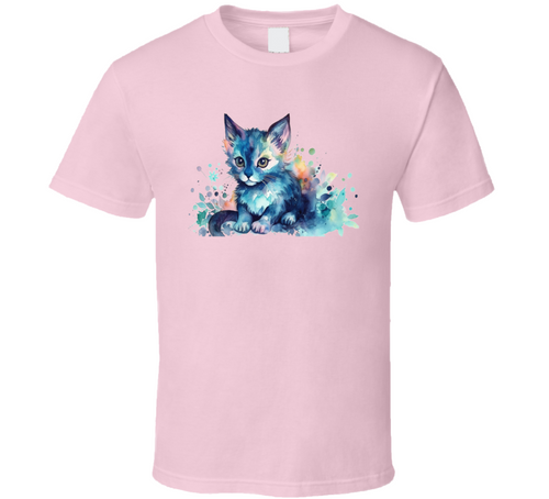 Awesome Cat Painted Tee Colorful Cat Lover Tshirt Feline Novelty T Shirt
