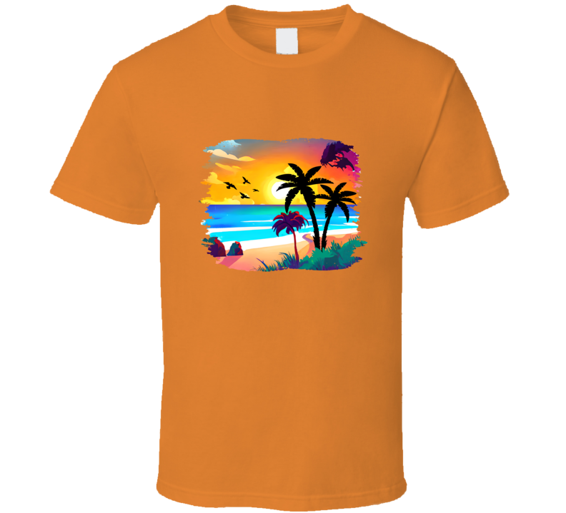 Gorgeous Tropical Beach Sunset Tee Novelty Tropical Tshirt Summertime Lover T Shirt