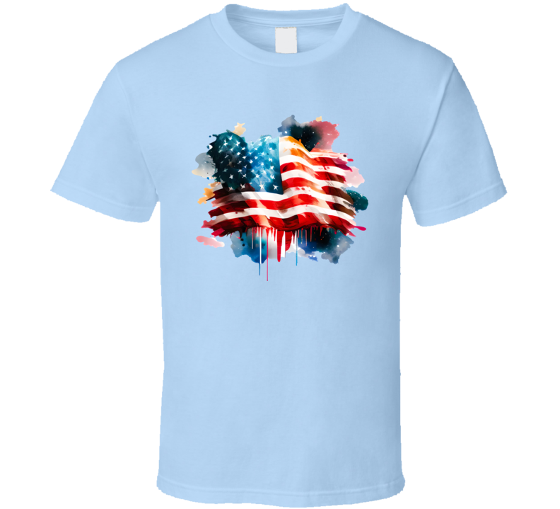 Painted American Flag Tee Patriotic Stars &amp; Stripes T- Usa Pride T Shirt