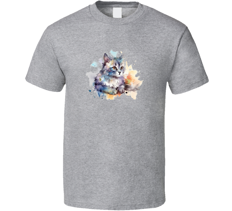 Pretty Painted Cat Tee Colorful Kitty Lover Tshirt Feline Novelty T Shirt