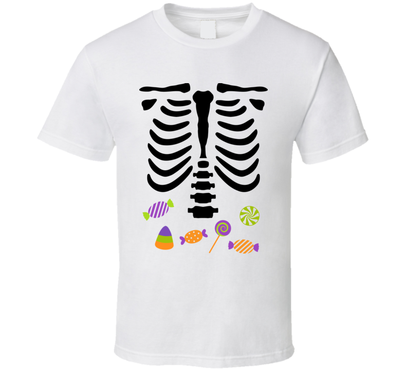 Candy Skeleton Halloween Tee Cool Fall T-shirt Holiday Cute Novelty T Shirt