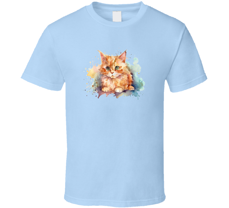 Fun Cat Watercolor Tee Colorful Cat Lover Tshirt Feline Novelty T Shirt
