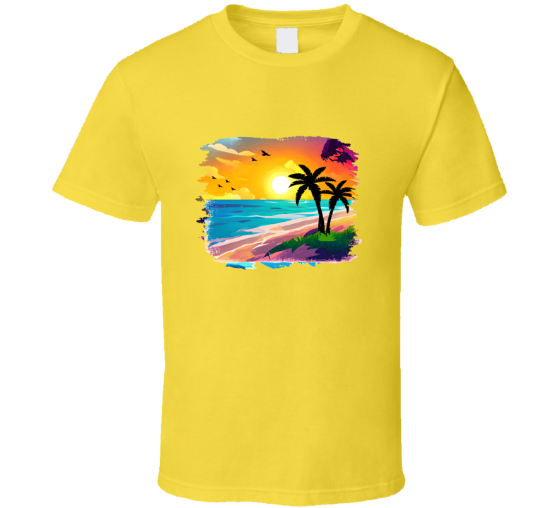 Gorgeous Tropical Beach Tee Novelty Tropical Ocean Tshirt Summertime Palm Trees T Shirt