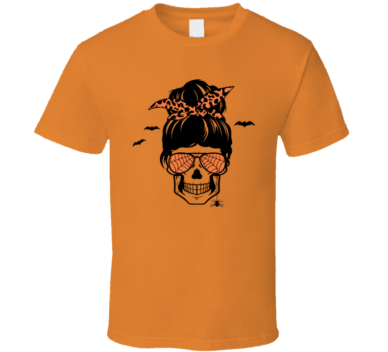 Spooky Halloween Momster Tee Cool Fall T-shirt Scary Lady Skull Holiday Novelty T Shirt