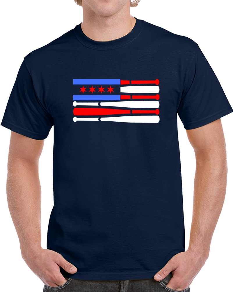Patriotic Baseball Bat Chicago Flag Novelty Tee A Great Windy City T-shirt Gift T Shirt
