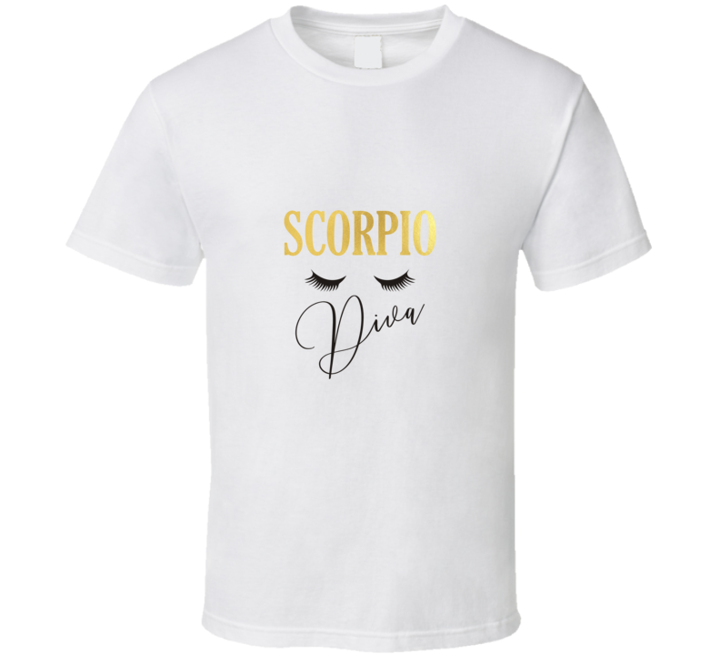 Fun Scorpio Zodiac Diva Eyelash Tee Sarcastic Tshirt Novelty Gift T Shirt