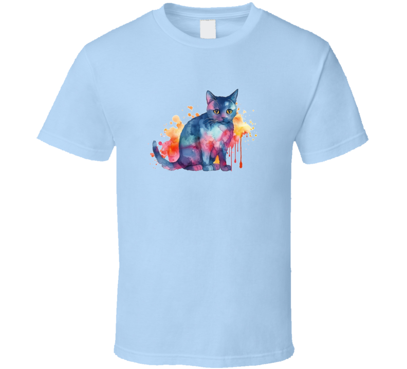 Dope Cat Watercolor Tee Colorful Darker Kitty Lover Tshirt Feline Novelty T Shirt