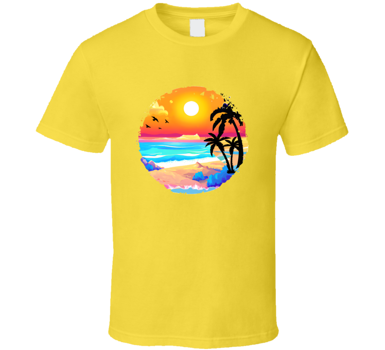 Gorgeous Beach Tee Tropical Sunset Tshirt Summertime Lover T Shirt