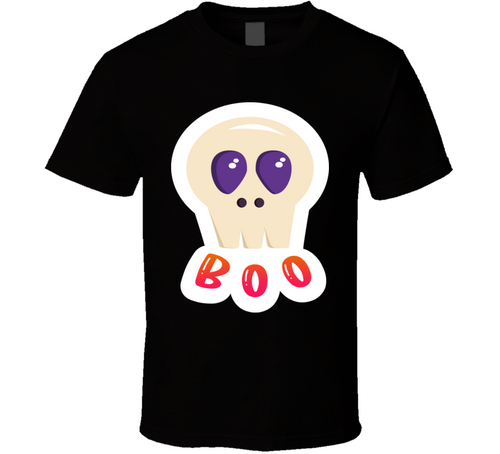 Boo Scary Skull Halloween Tee Cool Fall Holiday Spooky Novelty T Shirt