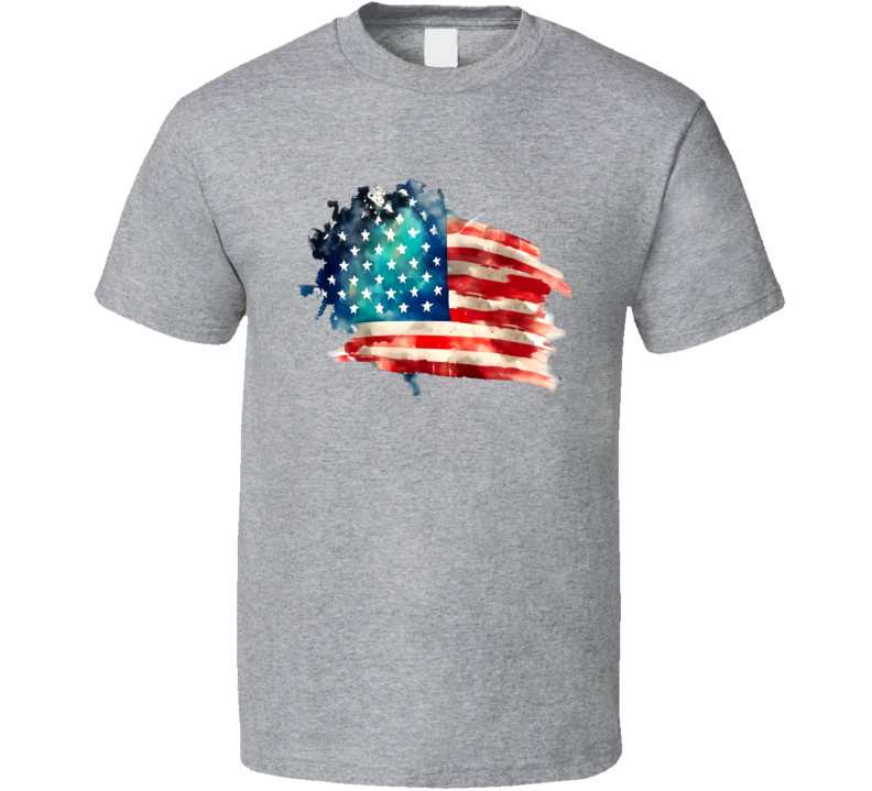 Painted American Flag Tee Patriotic Usa Pride T-shirt Stars &amp; Stripes T Shirt