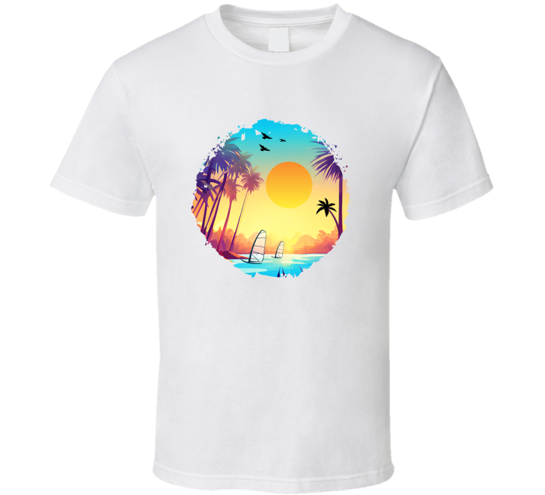 Lovely Tropical Beach Tee Novelty Tropical Tshirt Summertime Lover T Shirt
