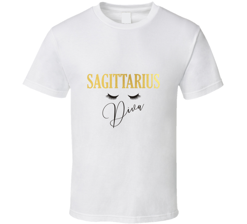 Fun Sagittarius Zodiac Diva Eyelash Tee Sarcastic Tshirt Novelty Gift T Shirt