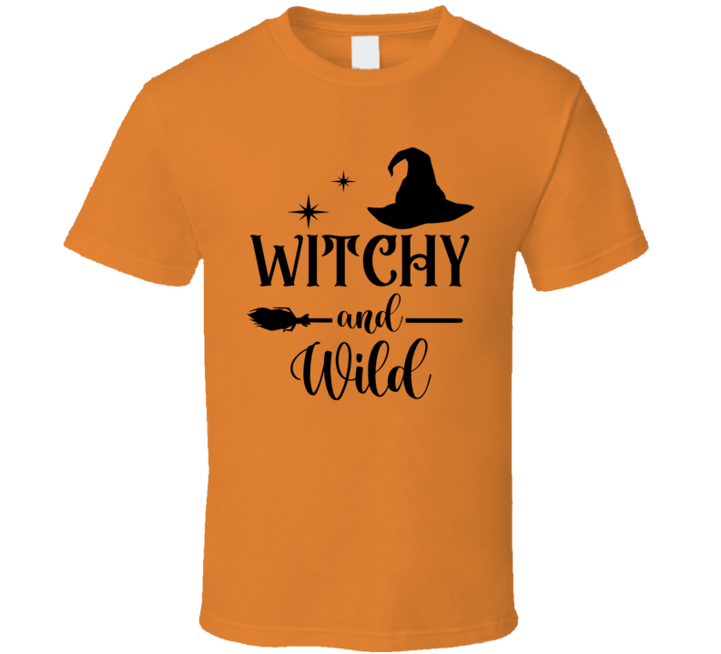 Witchy And Wild Funny Halloween Tee Cool Fall T-shirt Holiday Novelty T Shirt