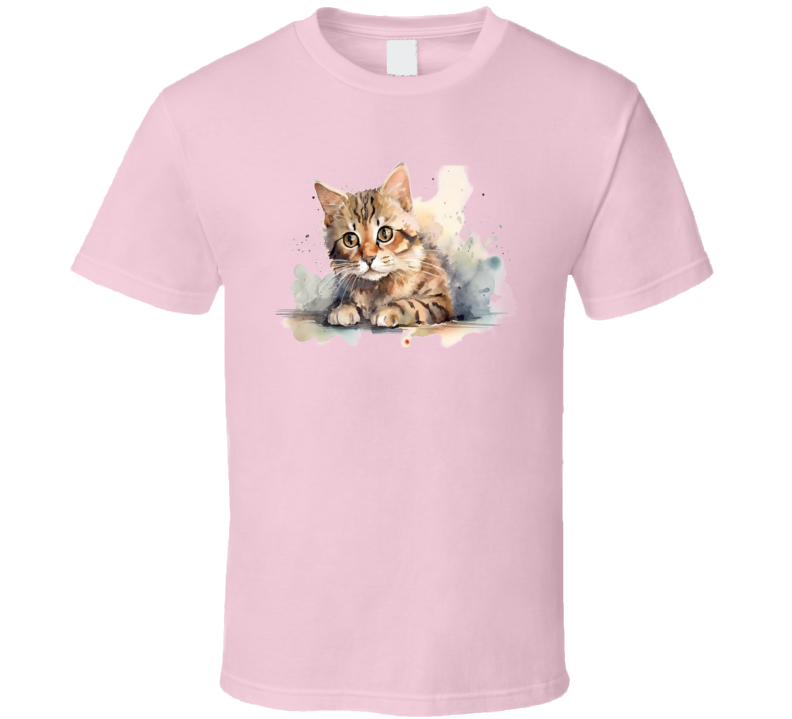 Cool Cat Watercolor Tee Colorful Cat Lover Tshirt Feline Novelty T Shirt