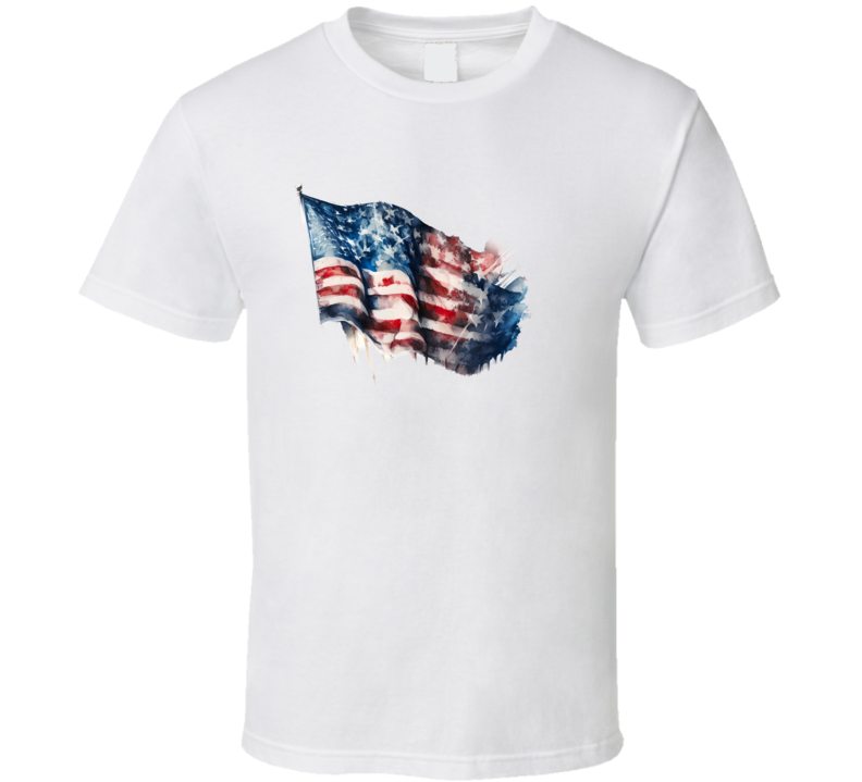 Painted American Flag Tee Patriotic Usa Pride  Freedom T Shirt
