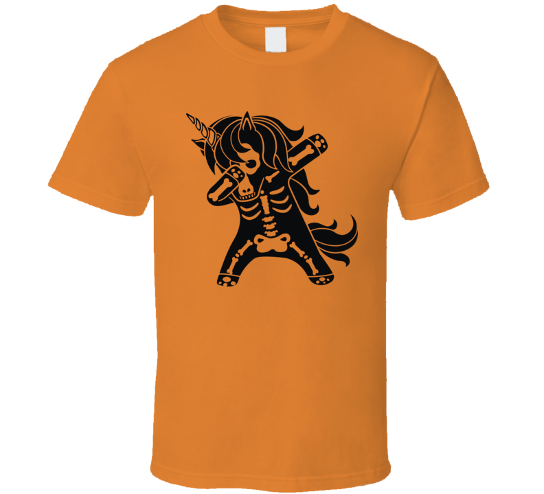 Dabbing Unicorn Skeleton Funny Halloween Tee Cool Fall T-shirt Holiday Spooky Novelty T Shirt