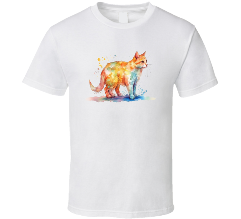 Pretty Painted Cat Tee Colorful Cat Lover Tshirt Feline Novelty T Shirt