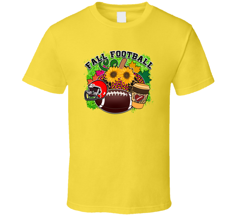 Fall Football Tee Cool Football Tshirt Autumn Flower Gridiron T Shirt