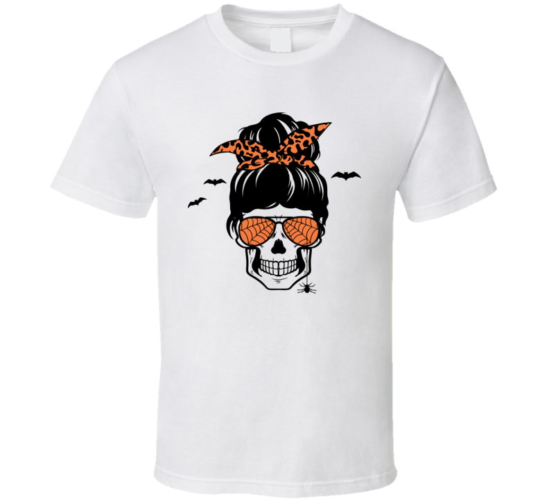 Scary Halloween Momster Halloween Tee Cool Fall T-shirt Scary Lady Skull Holiday Novelty T Shirt