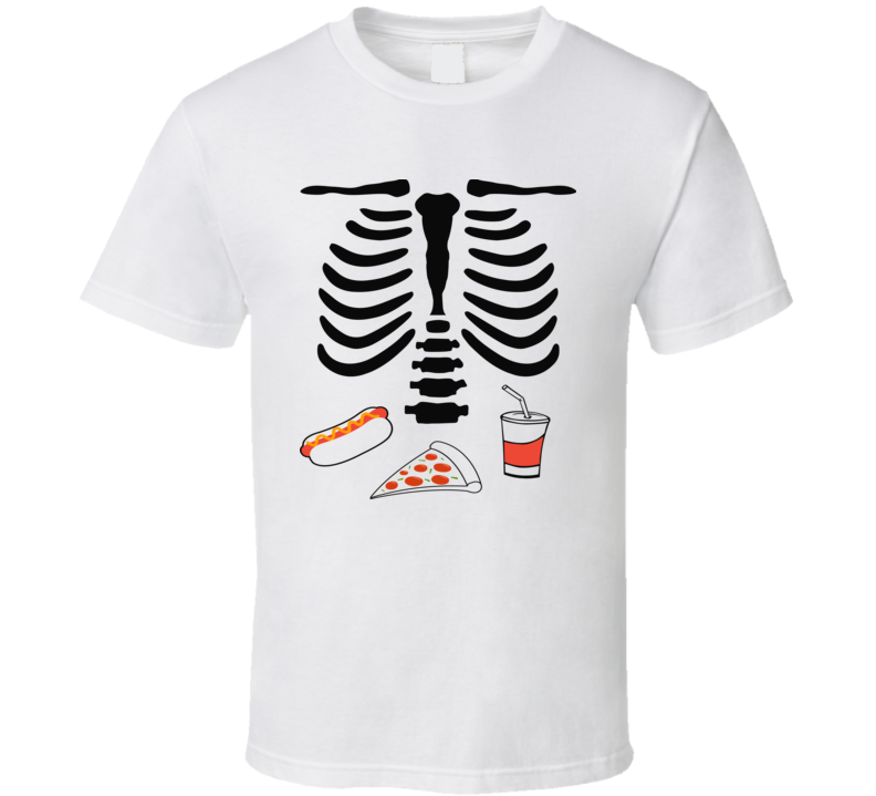 Junk Food Skeleton Funny Halloween Tee Cool Fall T-shirt Holiday Novelty T Shirt