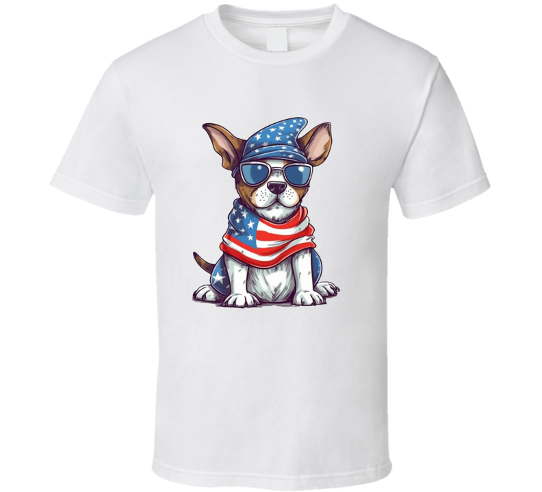 Stars &amp; Stripes Patriotic Dog Tee Usa Pride Tshirt July 4th T Shirt