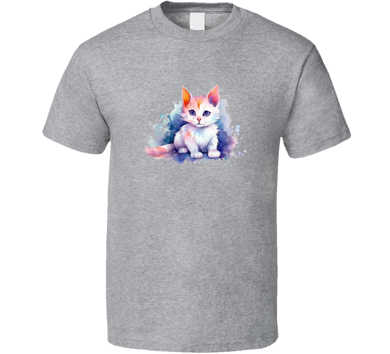 Glam Cat Painted Tee Colorful Cat Lover Tshirt Feline Novelty T Shirt
