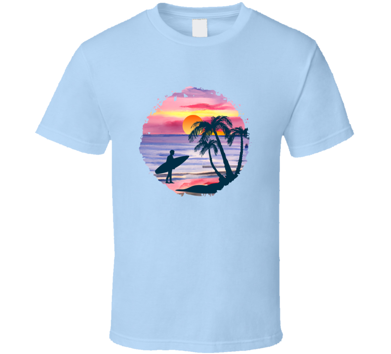 Palm Trees Beach Watercolor Tee Novelty Ocean Sea Tshirt Summertime Lover T Shirt