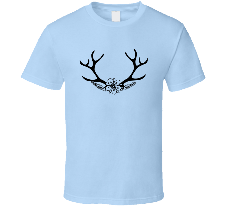 Floral Swag Antler Tee Cool Fall Deer Hunting Autumn Novelty T Shirt