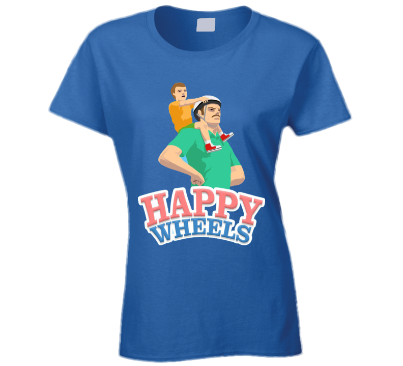 Happy Wheels T Shirt Ladies Funny T-Shirt Cute Fun Novelty Game App Shirt New