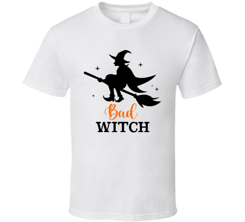 Bad Flying Witch Halloween Tee Cool Fall T-shirt Holiday Spooky Novelty T Shirt