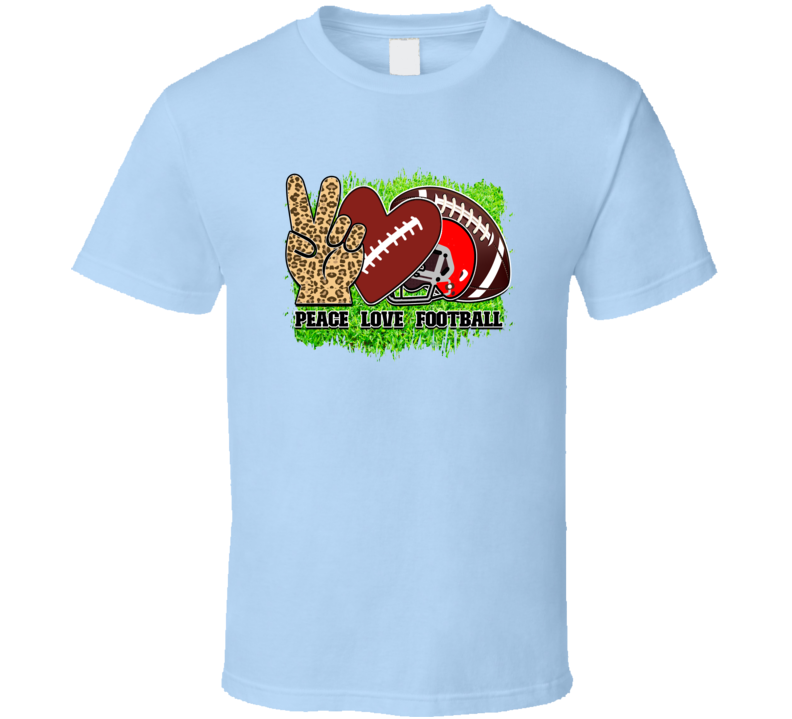 Peace Love Football Tee Cool Fall Football Tshirt Gridiron T Shirt