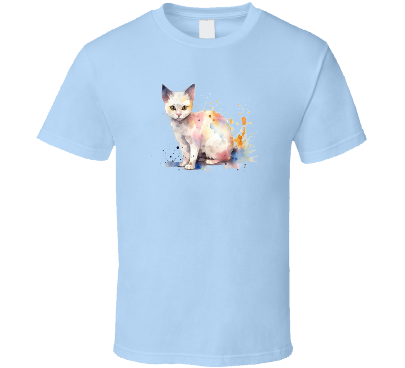 Cat Watercolor Tee Pretty Cat Lover Tshirt Feline Novelty T Shirt