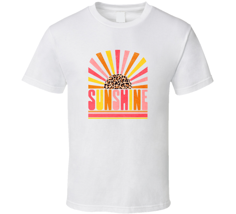 Sunshine Leopard Retro Tee Cool Summertime T-shirt Summer Season Novelty T Shirt