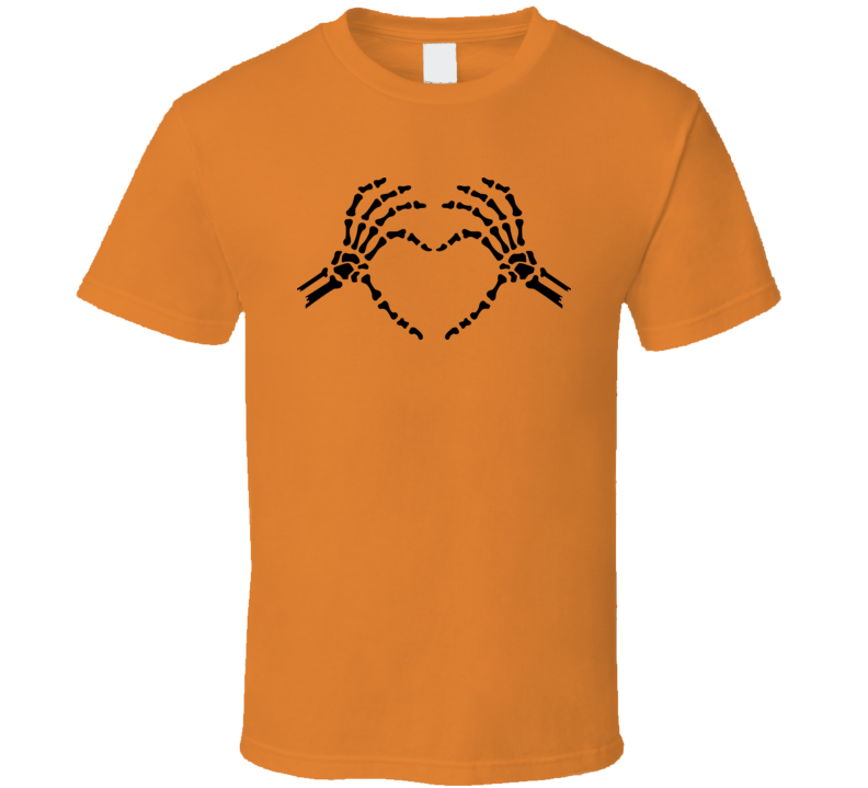 Skeleton Hand Love Heart Sign Halloween Tee Cool Fall T-shirt Holiday Novelty T Shirt