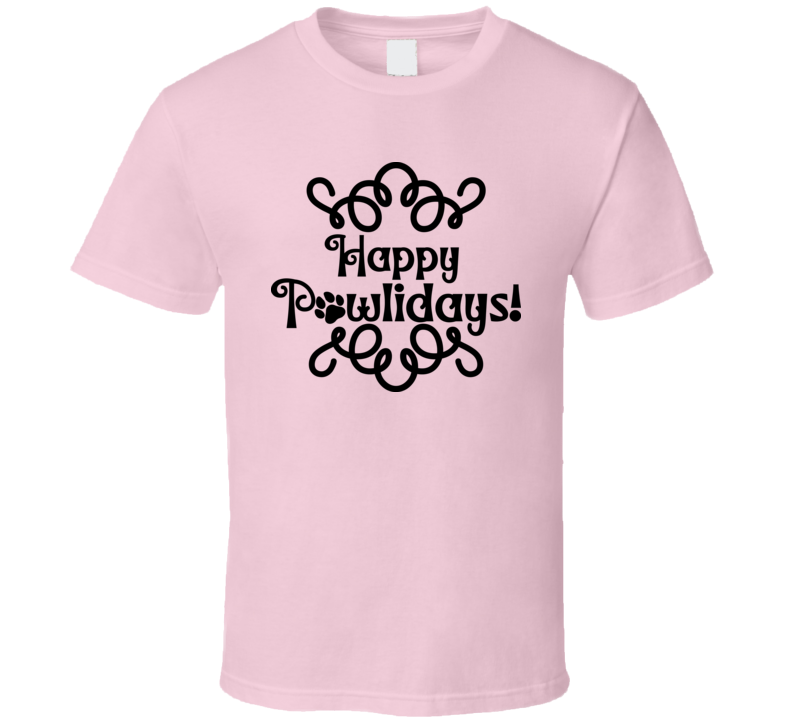 Happy Pawlidays Tee Cool Christmas T Shirt For Dog &amp; Cat Lovers Great Pet T Shirt