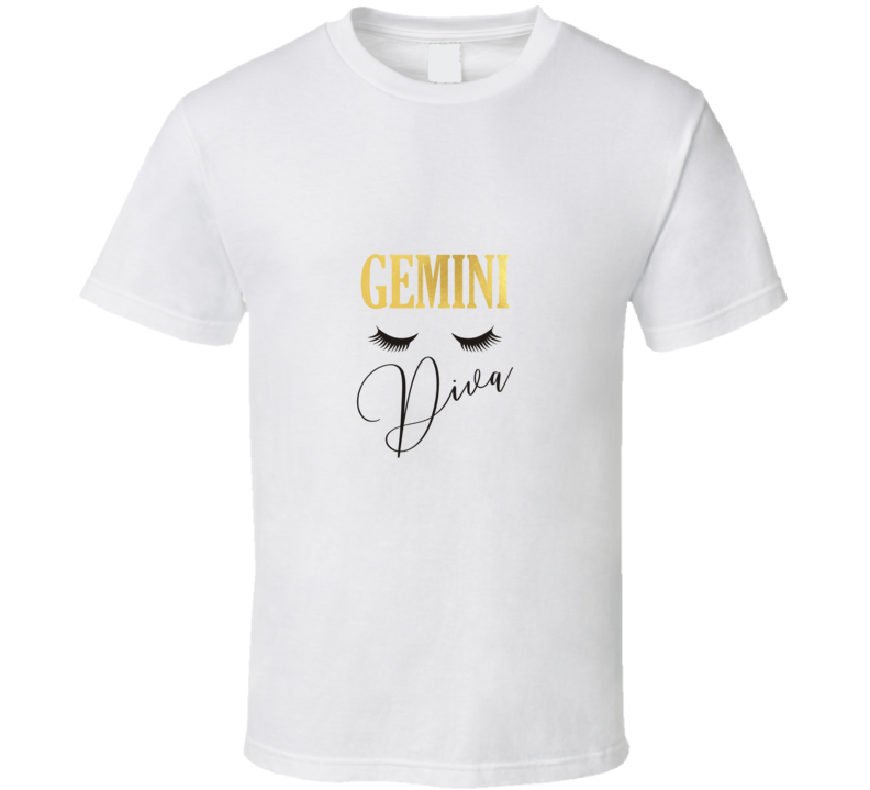 Fun Gemini Zodiac Diva Eyelash Tee Sarcastic Tshirt Novelty Gift T Shirt